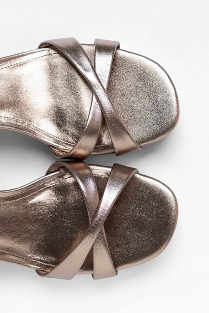 Bianca Low Platform Sandal Dusky Gold Leather - Larroude